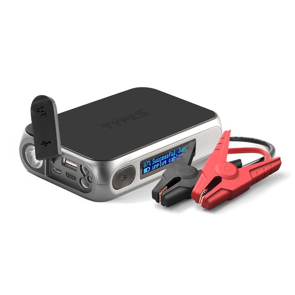 Type S Portable Battery Car Jump Starter with Power Bank, 12V 400A 6L Gas 3L Diesel, LCD Display Step by Step Guide, 8000mAh, LED Flashlight, IP64 Splash-Proof, USB-C & USB-A, UL Listed
