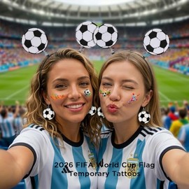 AICase Artículos de para la Copa Mundial 2026:diadema, pendientes y pegatinas de fútbol para el día del partido de la Copa Mundial. Diadema divertida 