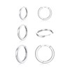 3 Pairs 925 Sterling Silver Hoop Earrings 14K White Gold