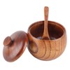 1Pc Solid Wood Spice Jar Seasoning Pot Sugar Bowl with