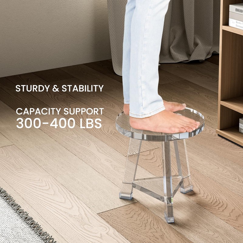 Sumerflos Acrylic Round Corner Shower Stool for Inside Shower -