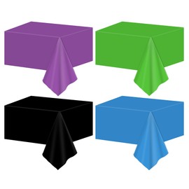 Yiaoyinnz 4Pcs Game Birthday Decoration Video Game Party Tablecloth Gaming Party Supplies Green Blue Purple Black Table Cover for Video Games Theme Kids Gamer Birthday Parties Supplies, 54 x 108 Inch