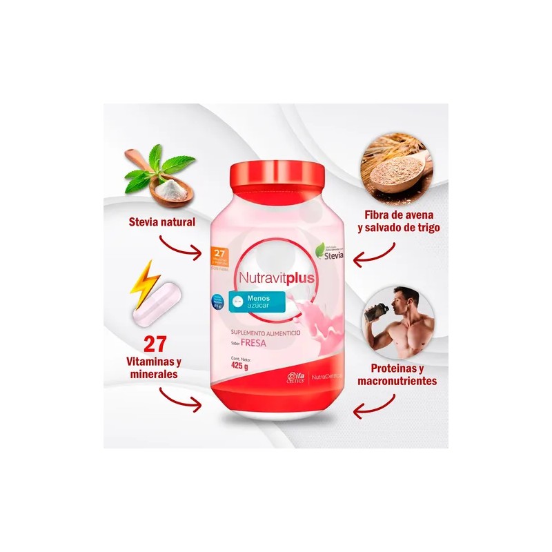 Nutravit Plus Ap Alto En Proteínas Fresa C Stevia 425g