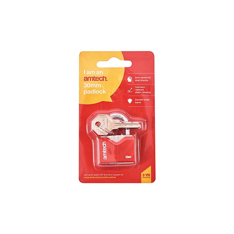 Amtech T0703 30mm Rhombic Chrome Plated Iron Padlock