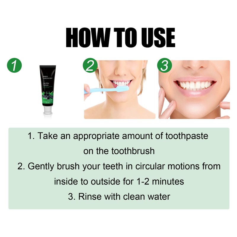 Dyceittdia Bamboo Charcoal Toothpaste, Bamboo Charcoal Deep Teeth Whitening Toothpaste