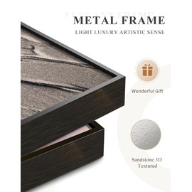 ARPEOTCY Large Framed Canvas Wall Art for Bedroom, 24x36inch, Summer Beach Abstract Art Decor, Sandstone Textured Paintings with Metal Frame, Modern Contemporary Pictures for Living Room