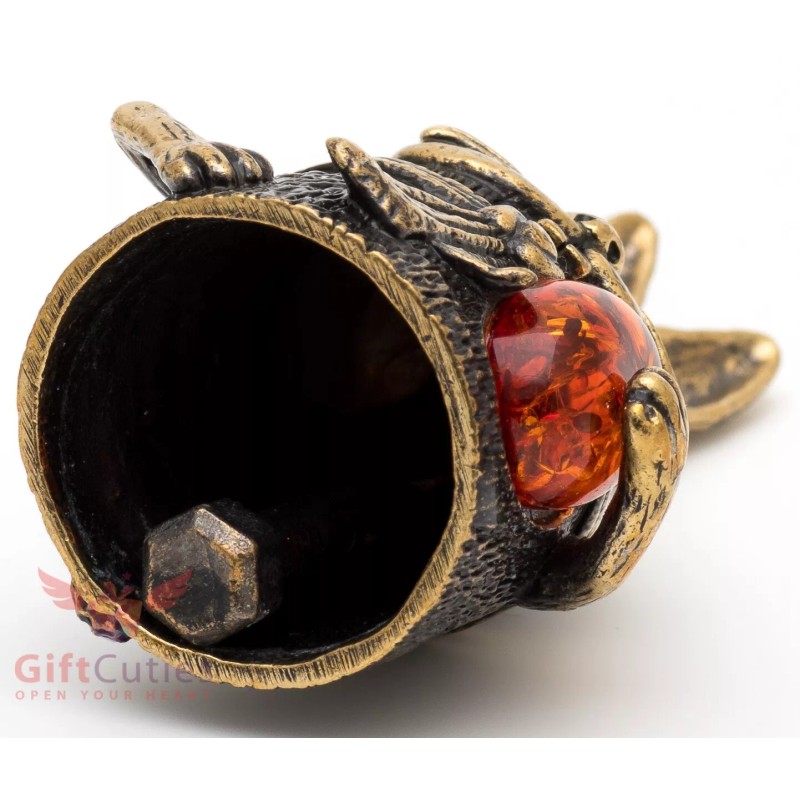 Solid Brass amber Figurine bell of Hare Rabbit Krosh IronWork