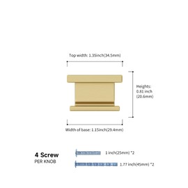 Rergy Cabinet Handles Kitchen Drawer Pulls and Knobs, 10Pack Gold Single Hole, Square Hardware for Bathroom Dresser