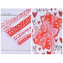 GreatRise Heart Chiffon Ribbon Christmas Gift Ribbon Wedding Decorative Ribbon Chiffon Ribbon Craft Ribbon Fabric Ribbon for Gift Wrapping Valentine's Day Bouquet Wedding Decoration White 2.5 cm x 10