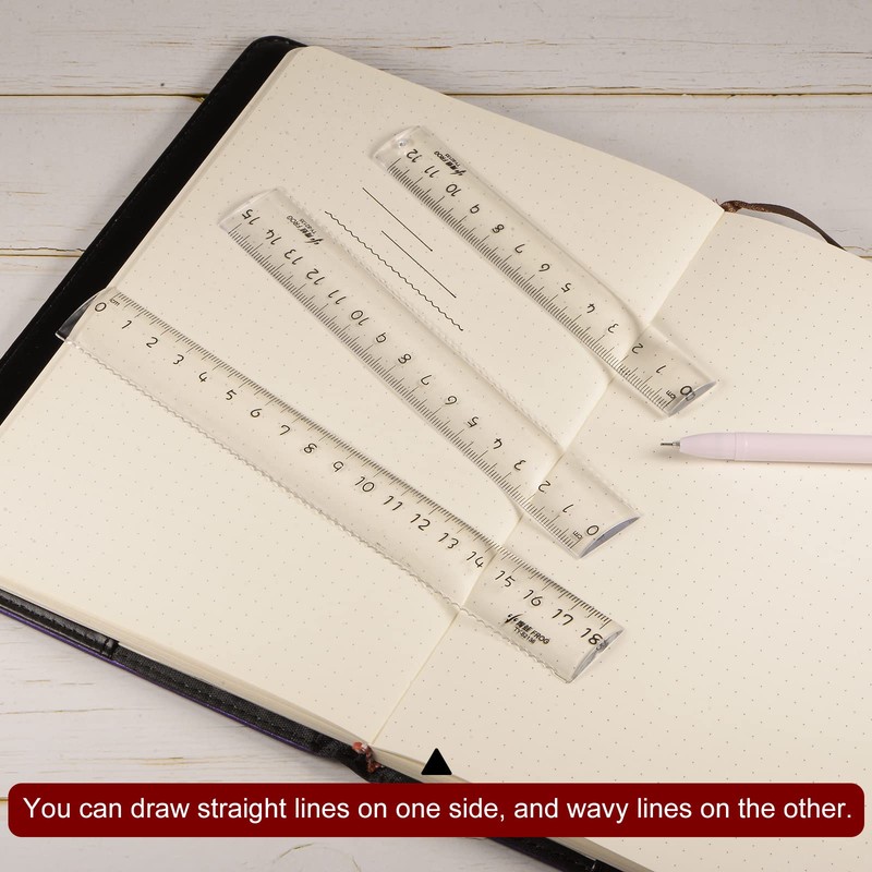 sourcing map 2 in 1 Set Straight Plastic Ruler 15
