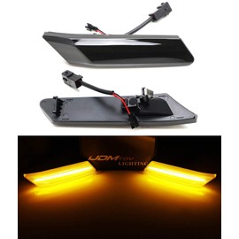 iJDMTOY Euro Smoked Lens Amber Full LED Front Side Marker Light Kit Compatible With 2006-2012 Cayman/Boxster, 2005-2012 911, Powered by 60-SMD LED, Replace OEM Amber or Clear Sidemarker