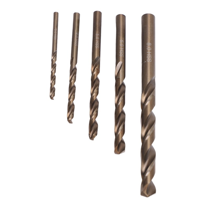 5Pcs Straight Shank Twist Drill Bit HSS 3 4 5