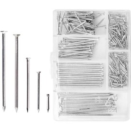250-Pack Assorted Flat Head Nails – Zinc Plated Round Flat Head Nails for DIY, Framing, Fencing, Carpentry, and Home Repairs (61mm, 49mm, 37mm, 24mm, 11.5mm) – Durable, Corrosion-Resistant