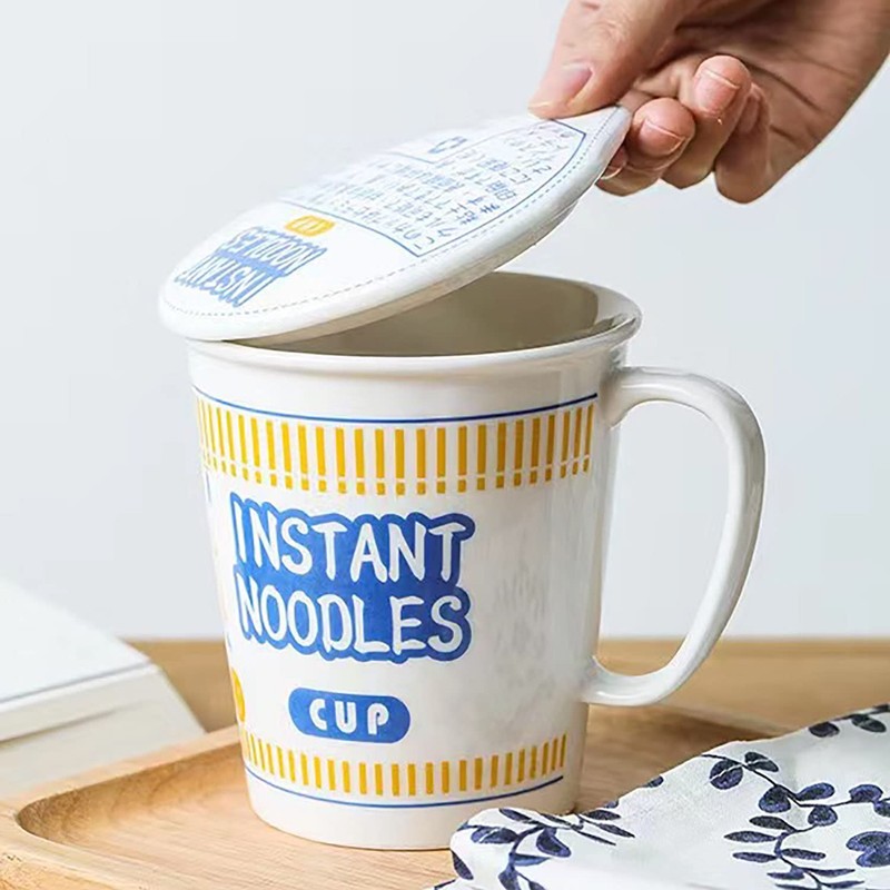 FYUEROPA Ceramic Noodle Bowl with Lid Instant Ramen Bowl with
