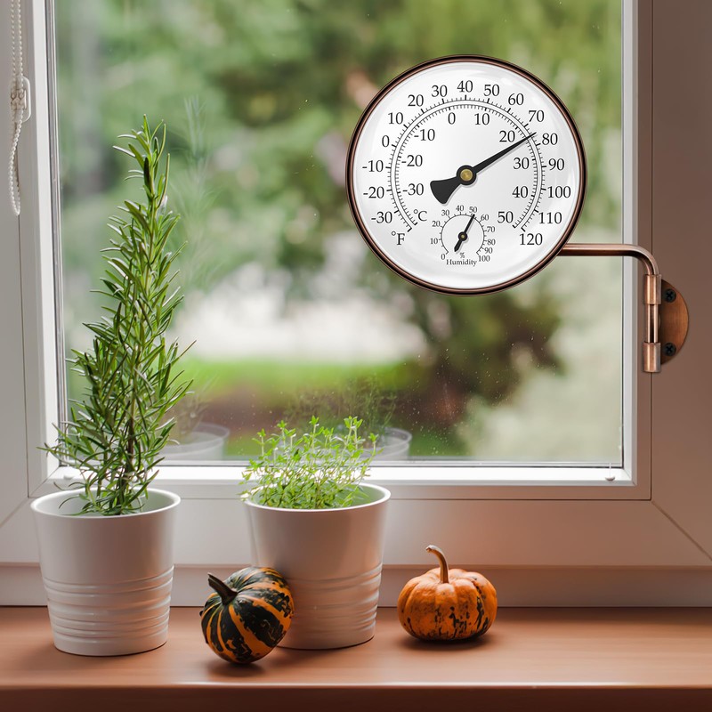 4" Brass Outdoor Thermometer Waterproof, Outside Decorative Thermometer for Patio,