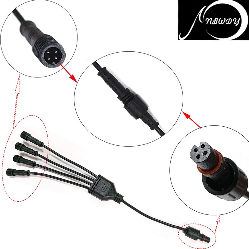 NBWDY Waterproof 1-4 Y Extension Cable Wire Cord Set for