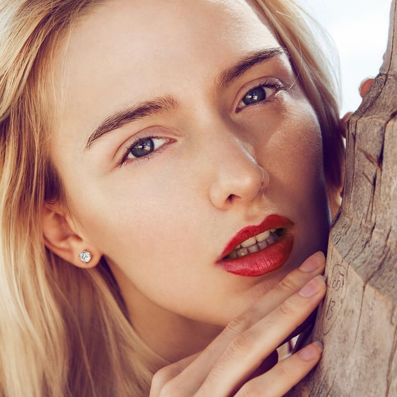 YIMERAIRE Moissanite Earrings, 6MM Diamond Stud Earrings For Women Men