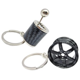 GT//Rotors Carbon Fiber Gear Shift Manual Gearbox Fidget Toy Keychain + Wheel Key Ring (NEW for 2024)