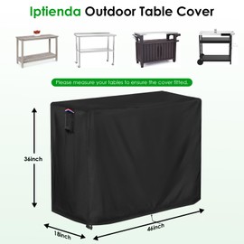 Iptienda Patio Bar Table Cover for Outdoor Console/Buffet Table, 46 Inch Waterproof Prep Table Cover for Grill Cart, Stainless Steel/Metal Table-46"L x 18"W x 36"H