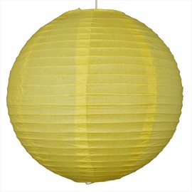 1 x 12" Yellow round paper lantern with wire ribbing