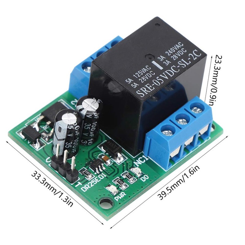 Self-Locking Relay Module, DC 5-24V 3-5A FlipFlop Latch DPDT Relay