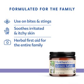 Motherlove Green Salve (1 oz) Family-Friendly Herbal First-Aid Ointment for Bug Bites, Bumps, & Bruises—USDA Certified Organic