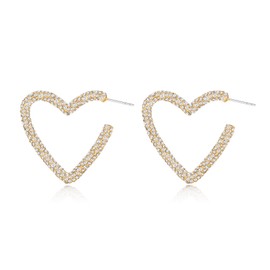 HolidayQbee Heart Hoop Earrings For Women With Crystal Rhinestones Glitter Earrings Heart Wedding Earrings Heart Holiday Party Earrings Fashion Heart Earrings Jewelry Gift