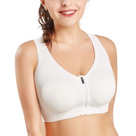 CARETOO Women's Sports Bra, Strong Hold Active Bra, High Stress Training Bustier for Yoga, Fitness, with Zip