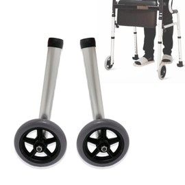 Walker Wheels Replacement Feet, Universal for Folding Medical Walker Accessories Parts Set, 5 Inch Wheels