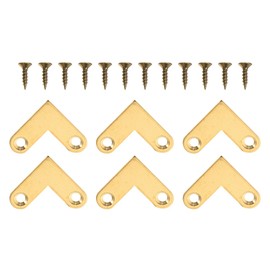 Uonlytech 6pcs Right Angle Connector Straight Brace Corner Brace Brass Corner Cabinet Shelves Hinges for Kitchen Cabinets L Brackets Coat Hanger Wall Mount L-Shaped Corner Copper Photo Frame