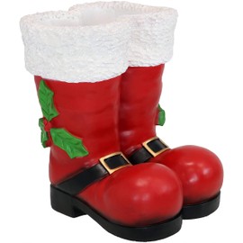 Sunnydaze Santa Boots Statue - Christmas Decor for Indoor or Outdoor Use - 13"