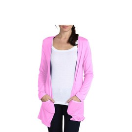 BODYWEAR LTD - Ladies Casual Long Sleeve Open Front Cardigans Lightweight Solid Color Women’s top Stylish Comfortable Versatile Fashionable (Babypink, 20-22)