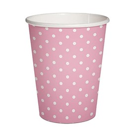 Eco Paper Cup 0.25l Special Day Light Pink Birthday Party Strong 100% Biodegradable Plastic Free Disposable Tableware Dinnerware Cups Party Supplies For Garden Picnics FSC Certified - (Pack of 10)