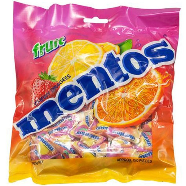 Mentos Fruit 150 Single Serve Pillow Packs 405g 14.3oz Large Bag