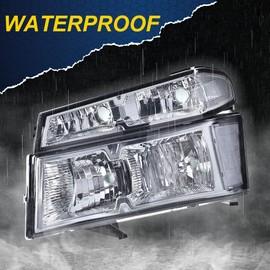 CHEDA Headlights, Compatible with 2004 2005 2006 2007 2008 2009 2010 2011 2012 GMC Canyon/Chevy Colorado Headlights Assembly Bumper Lights 4pcs（Smoky lens Chrome Housing Clear Reflector）