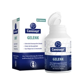 Canosept Gelenktabletten Hund - Einzigartige Rezeptur: Mit Grünlippmuschel Hund, Glucosamin, Omega 3 Hund - Gelenk- & Knochenschutz für Hunde - Hervorragende Akzeptanz - Arthrose Hund - 80 Tabletten