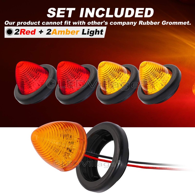 2 Amber + 2 Red Ledvillage 2 Inch 12V DC