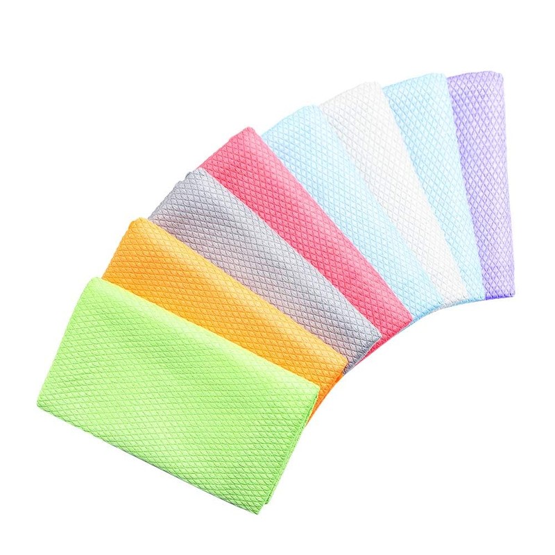 saerryor Microfiber Cleaning Cloth,8 Pack Fish Scale Reusable Absorbent Polishing