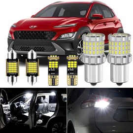 AENVTOL 10 Pieces Interior LED Light Kit + Backup Bulb Reverse Lights Replacement for Hyundai Kona/Kona N 2018-2024 White LED Interior Bulb Package, Install Tool