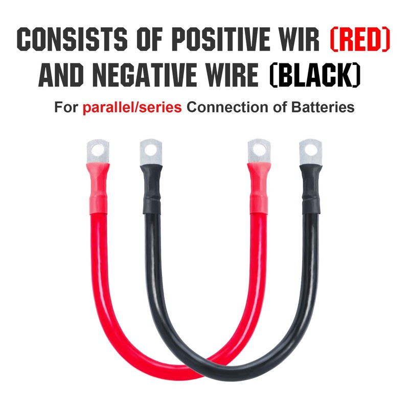 ECO-WORTHY 2AWG Battery Cable with 5/16'' Lug Terminals 12inch Cables
