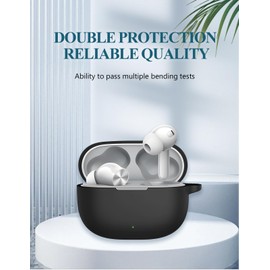 Case for realme Buds T200 Lite Bluetooth in Ear Earbuds, WUNIAK Soft Silicone Protective Portable Scratch Shock Resistant Shell with Cleaner Kit & Carabiner & Lanyard ，Black