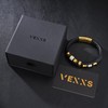 VEXXS Leather Bracelet (Cubic Zirconia - Gold, 8.50)