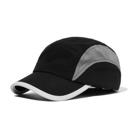 Croogo Short Brim Baseball Cap Unisex Sports Quick Dry Lightweight Nylon Running Caps Adjustable Umpire Sun Hats,Black-ASB04
