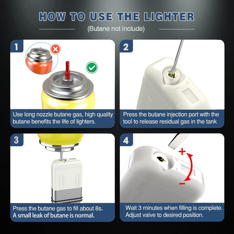 Torch Lighter, Refillable Butane Windproof Outdoor Gas With Adjustable Jet