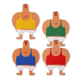 Kikkerland Coasters (Set of 4), Cork, Assorted Colours, 11.4 x 2 x 16.7 cm