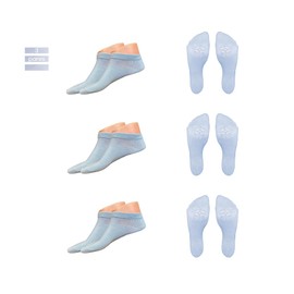 MyPats 3 Pares de Calcetines Antideslizantes Mujer. Calcetas Antiderrapantes Yoga, Pilates y Entrenamiento. Suaves y Cómodas. (MX/US, Alfa, Talla única, Regular, Regular, 3, 3 azules)