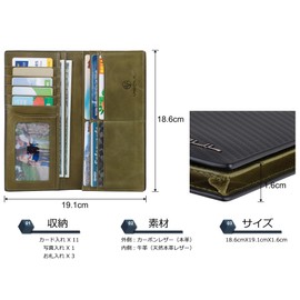 VISOUL Men's Bifold Long Wallet, IC Card Storage, No Coin Purse, Large Capacity, Ultra-thin, Italian Leather, Luxury Cowhide Leather, Bi-Fold Wallet, Genuine Leather, Made by Leading Leather Artisans,