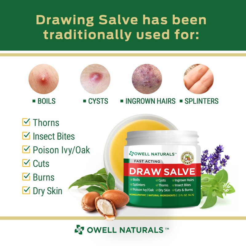 Owell Naturals Drawing Salve Ointment with Pure Shea Butter, for