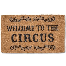 Abbott Collection Welcome to The Circus Doormat - Coir Fiber, Natural/Black (18x30 L)
