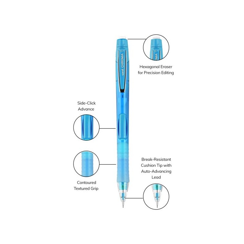 uniball Chroma Mechanical Pencil Starter Kit, 0.7mm, HB #2, Assorted